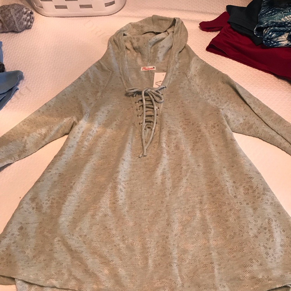 Distressed light hoodie